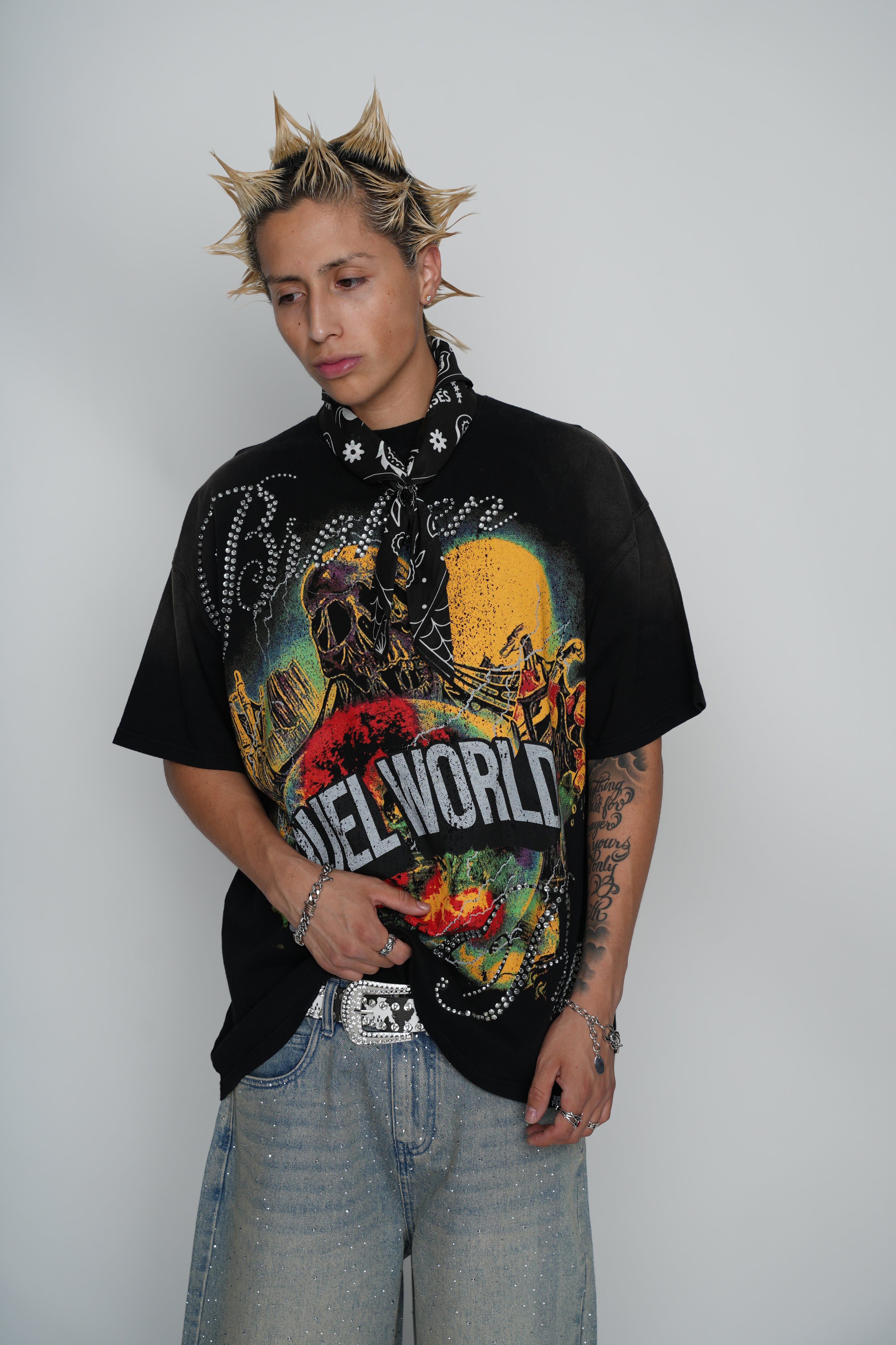 Cruel World Rhinestone Washed Tee