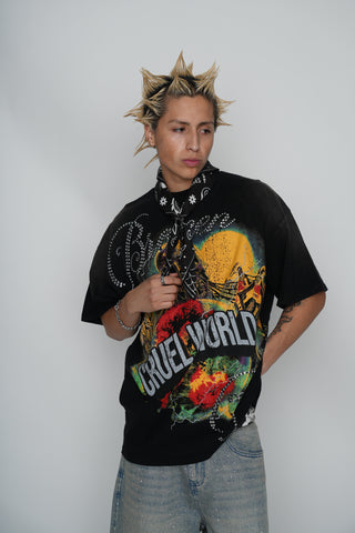 Cruel World Rhinestone Washed Tee