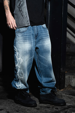 Cybersig Baggy Denim Pants Blue