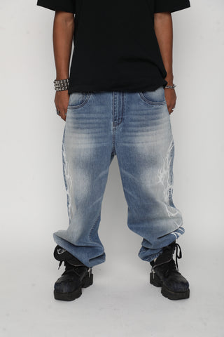 Cybersig Baggy Denim Pants Blue