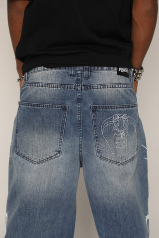 Cybersig Baggy Denim Pants Blue