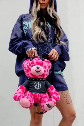 Damien Bear Bag Pink Leopard Print