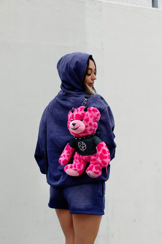 Damien Bear Bag Pink Leopard Print