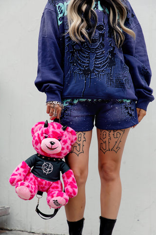 Damien Bear Bag Pink Leopard Print