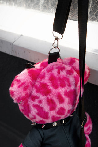 Damien Bear Bag Pink Leopard Print