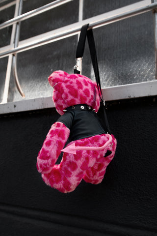 Damien Bear Bag Pink Leopard Print