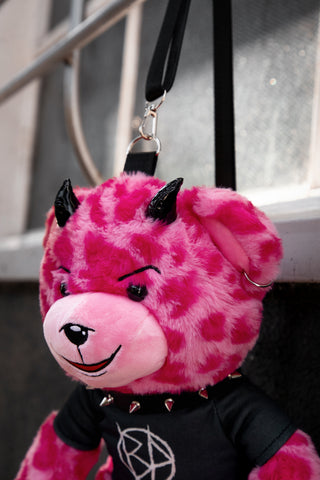 Damien Bear Bag Pink Leopard Print
