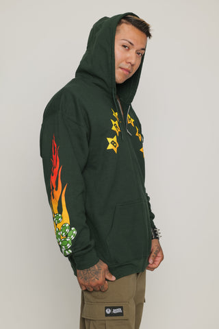 Devil Dealer Zip Up Hoodie Green