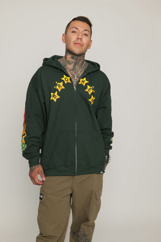 Devil Dealer Zip Up Hoodie Green