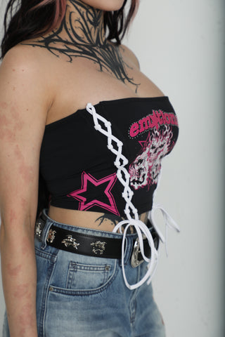 Emotionality Rhinestone Tube Top Black