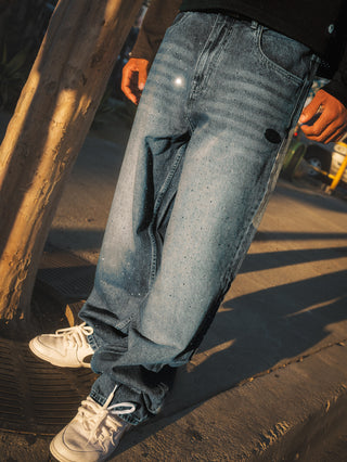 Enamored Rhinestone Denim Pant Dark Blue Wash