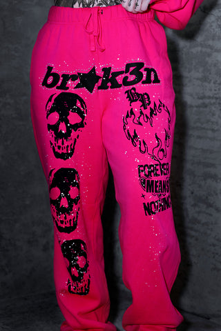 Faceless Rhinestone Sweatpants Pink