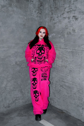 Faceless Rhinestone Sweatpants Pink