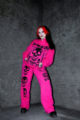 Faceless Rhinestone Sweatpants Pink