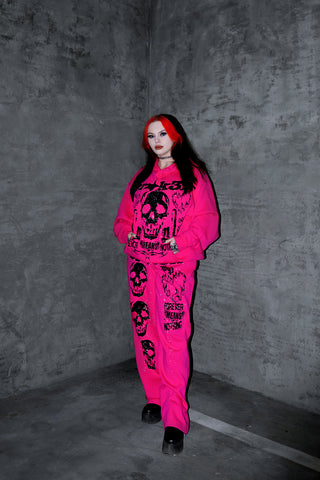 Faceless Rhinestone Sweatpants Pink