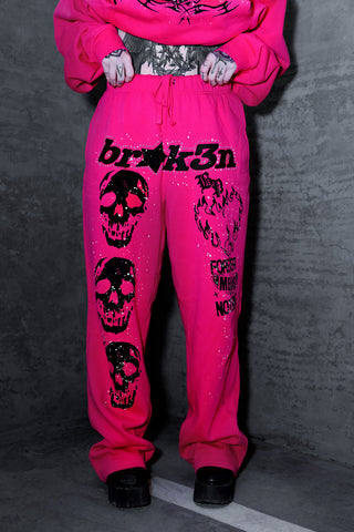 Faceless Rhinestone Sweatpants Pink