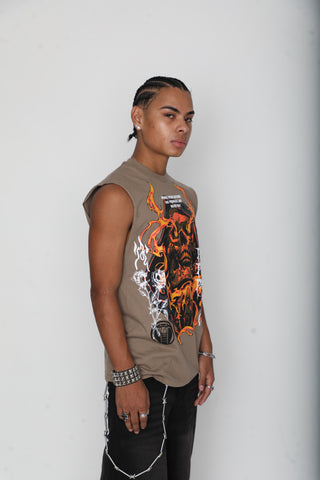 Fading Fire Muscle Tank Beige