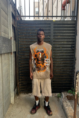 Fading Fire Muscle Tank Beige