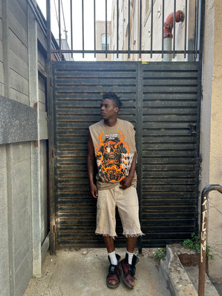 Fading Fire Muscle Tank Beige