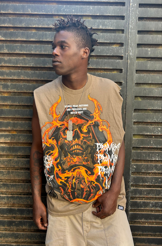 Fading Fire Muscle Tank Beige