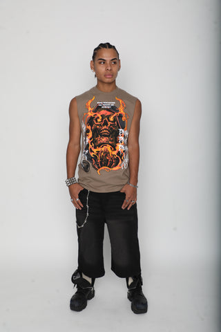 Fading Fire Muscle Tank Beige