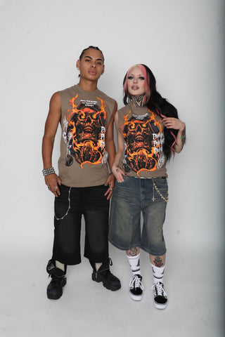 Fading Fire Muscle Tank Beige