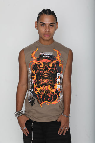 Fading Fire Muscle Tank Beige