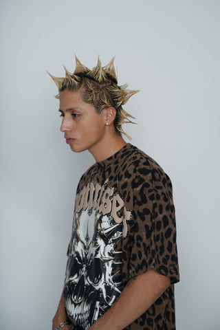 Feral Leopard Print Tee with Rhinestones