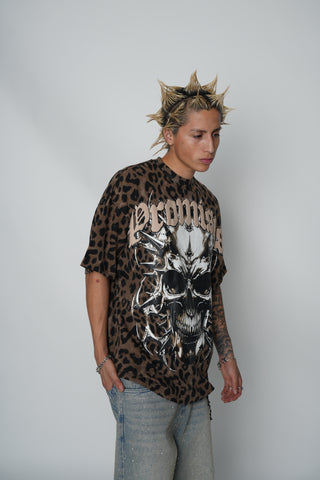 Feral Leopard Print Tee with Rhinestones