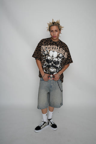 Feral Leopard Print Tee with Rhinestones