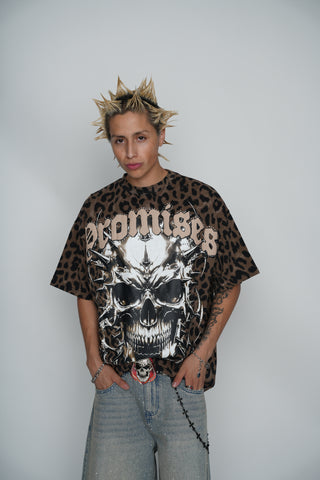 Feral Leopard Print Tee with Rhinestones