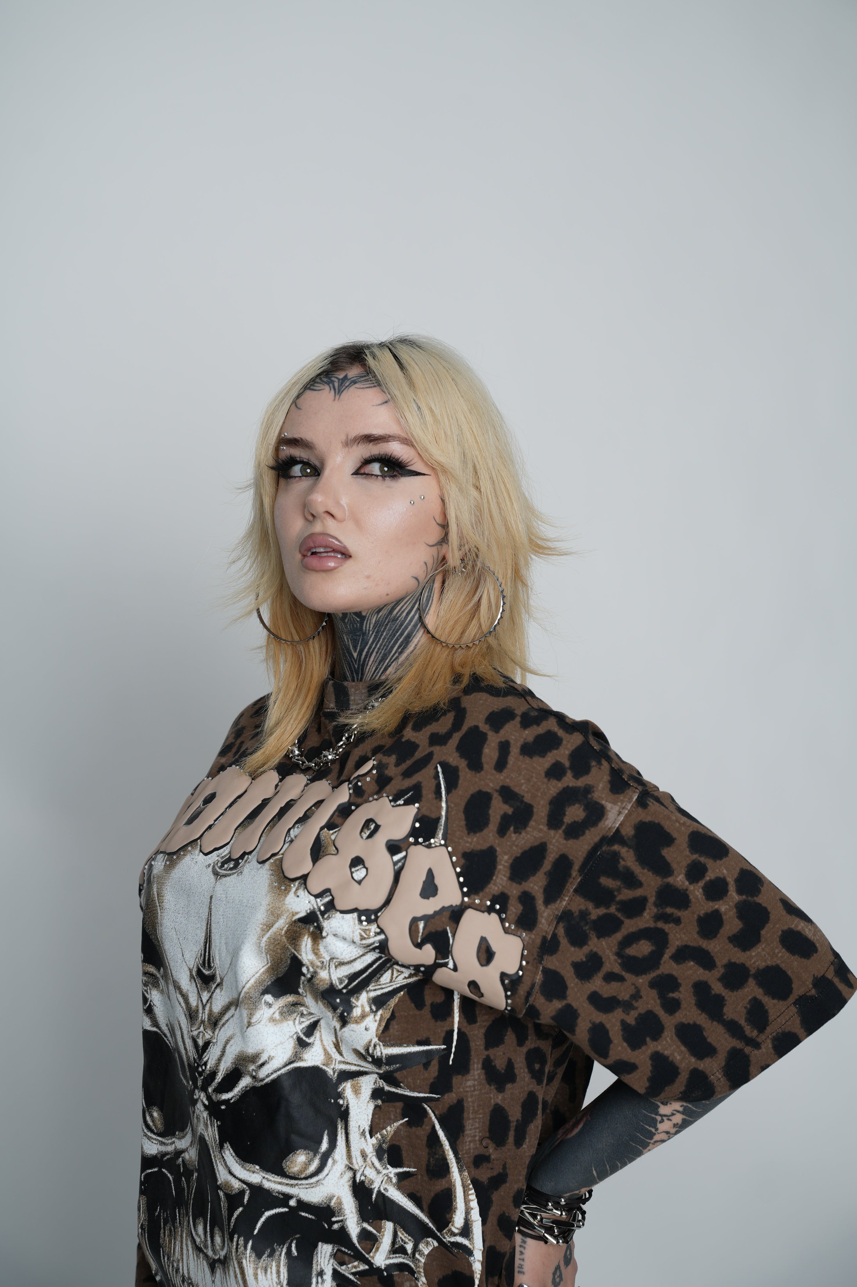 Feral Leopard Print Tee with Rhinestones
