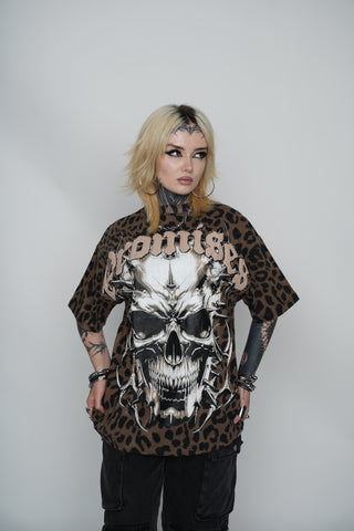 Feral Leopard Print Tee with Rhinestones