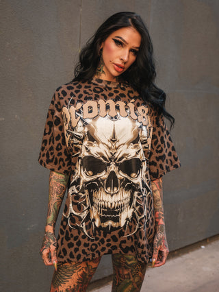 Feral Leopard Print Tee with Rhinestones