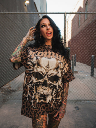 Feral Leopard Print Tee with Rhinestones