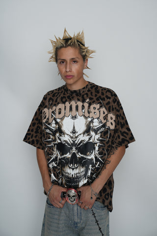 Feral Leopard Print Tee with Rhinestones