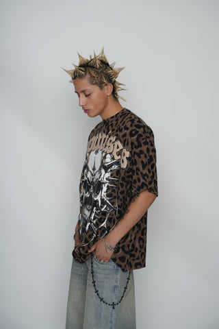 Feral Leopard Print Tee with Rhinestones
