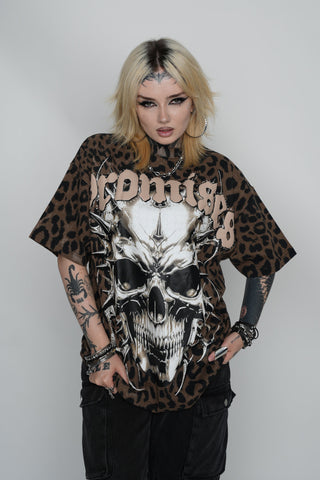 Feral Leopard Print Tee with Rhinestones