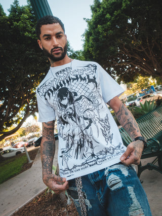 Futuristic Destroyed Crop Tee White