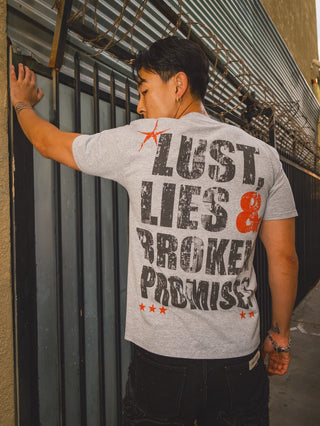 Gossip Column Distressed Tee Grey