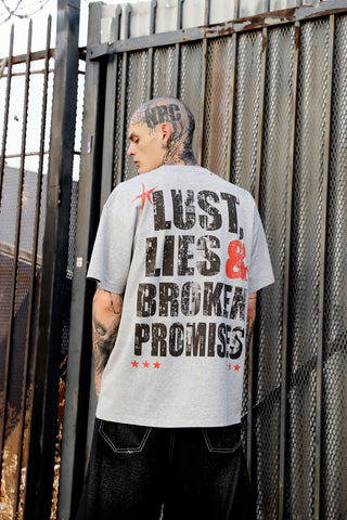 Gossip Column Distressed Tee Grey