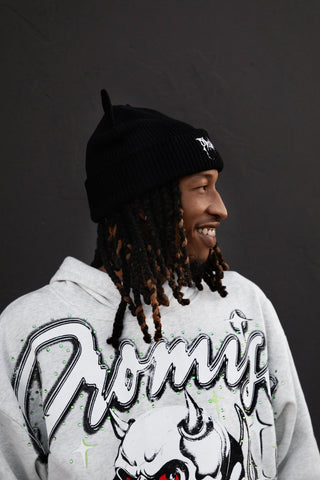Graveyard Devil Horn Beanie Black