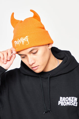 Graveyard Devil Horn Beanie - Orange