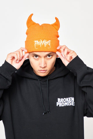 Graveyard Devil Horn Beanie - Orange