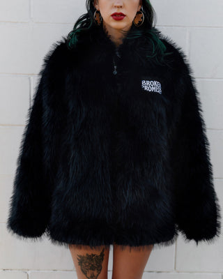 Graveyard Faux Fur Jacket Black