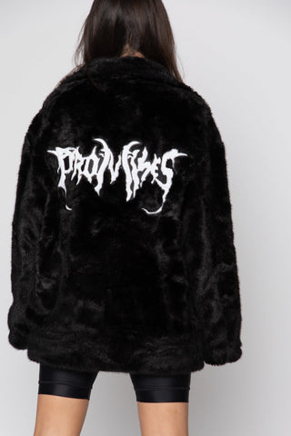 Graveyard Faux Fur Jacket Black