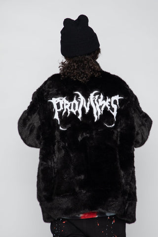 Graveyard Faux Fur Jacket Black