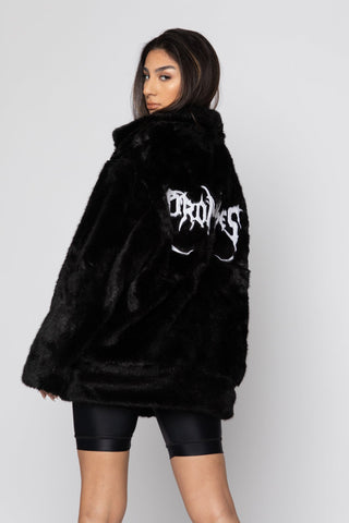 Graveyard Faux Fur Jacket Black