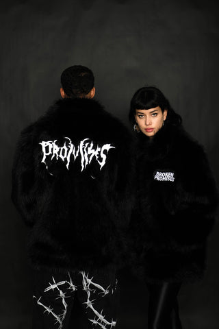 Graveyard Faux Fur Jacket Black