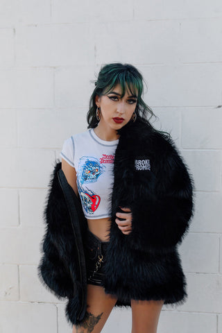 Graveyard Faux Fur Jacket Black